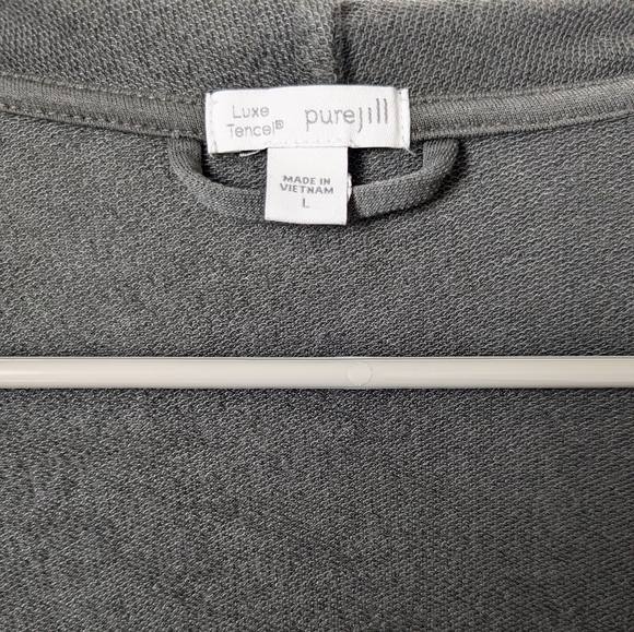 J. Jill Pure Jill Olive Green Open Front Longline Tencel Blend Cardigan Layering - Picture 9 of 11